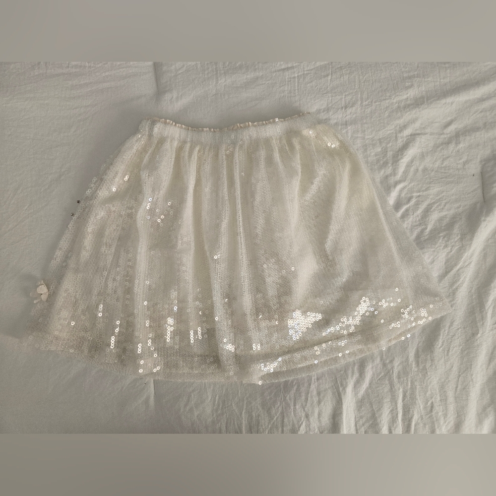 Zara White Sequin Skirt - Picture 5 of 10